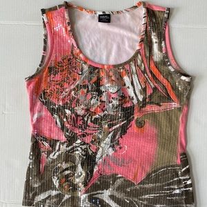 Tribal sequin tank. Size M.
